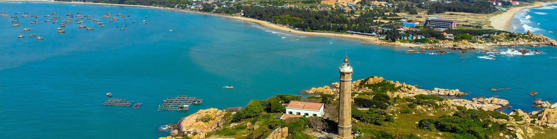 Ke Ga beach at Mui Ne, Phan Thiet, Binh Thuan, Vietnam. Ke Ga Cape or lighthouse is the most favourite destination for visitors to La Gi, Binh Thuan Province. Selective focus.