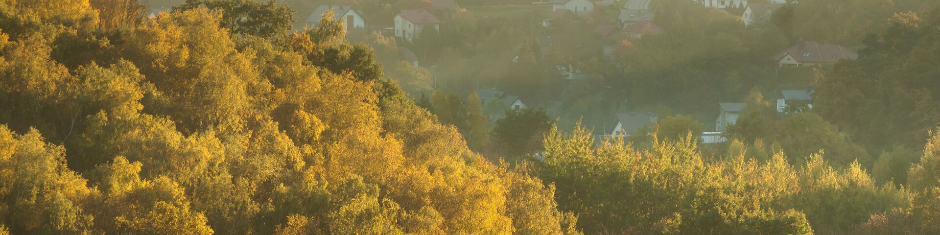 Poland, Malopolska, Rudawa River Valley seen from Skaly Kmity Height