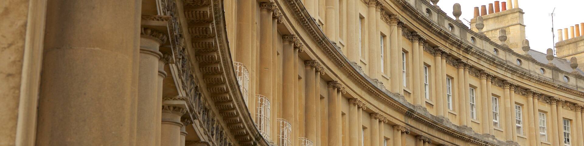 The Circus featuring heritage architecture and a city