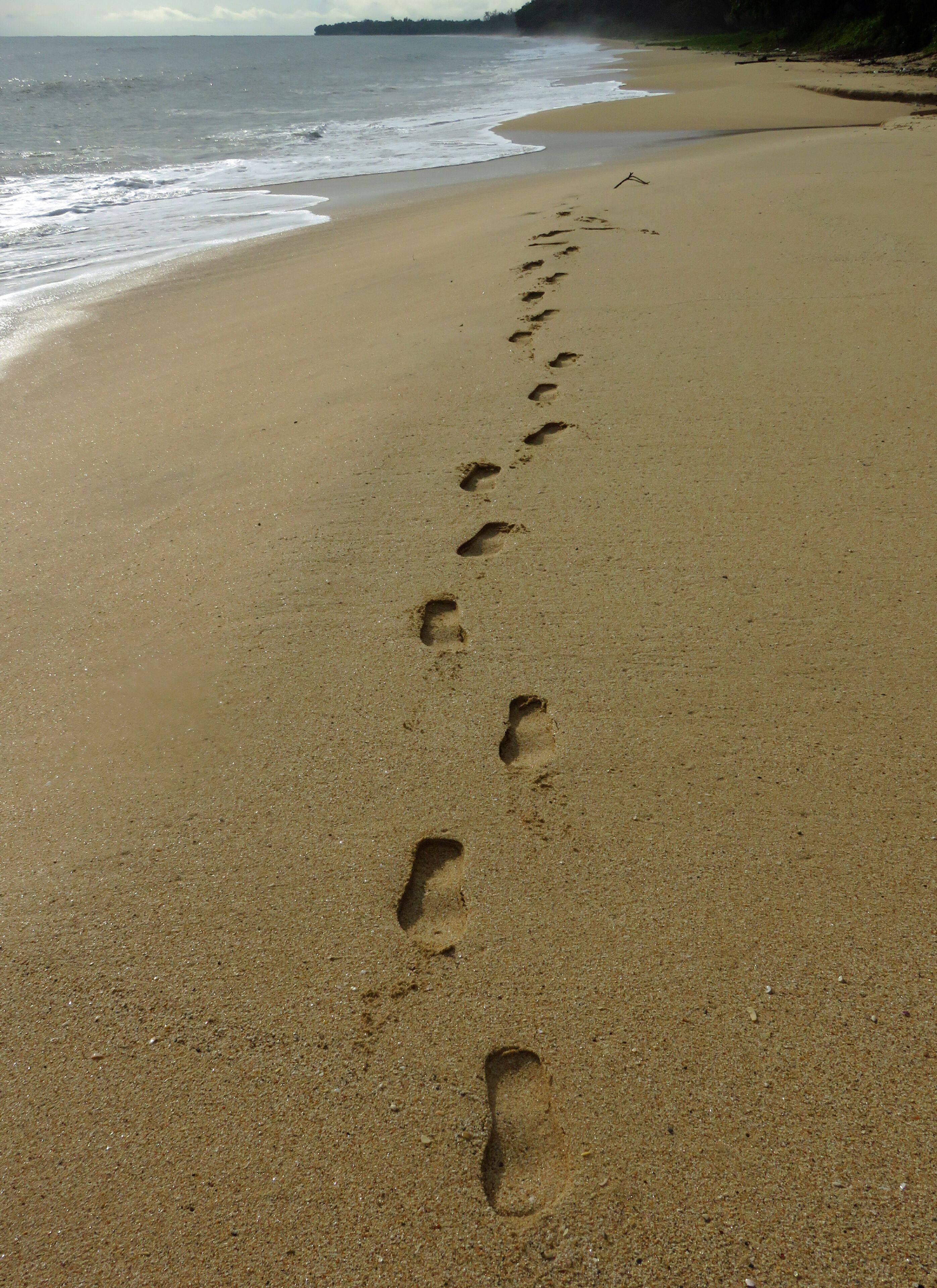 Footprints in the Sand Beautiful Beach at Dawn Desaru Beach Johor Malaysia