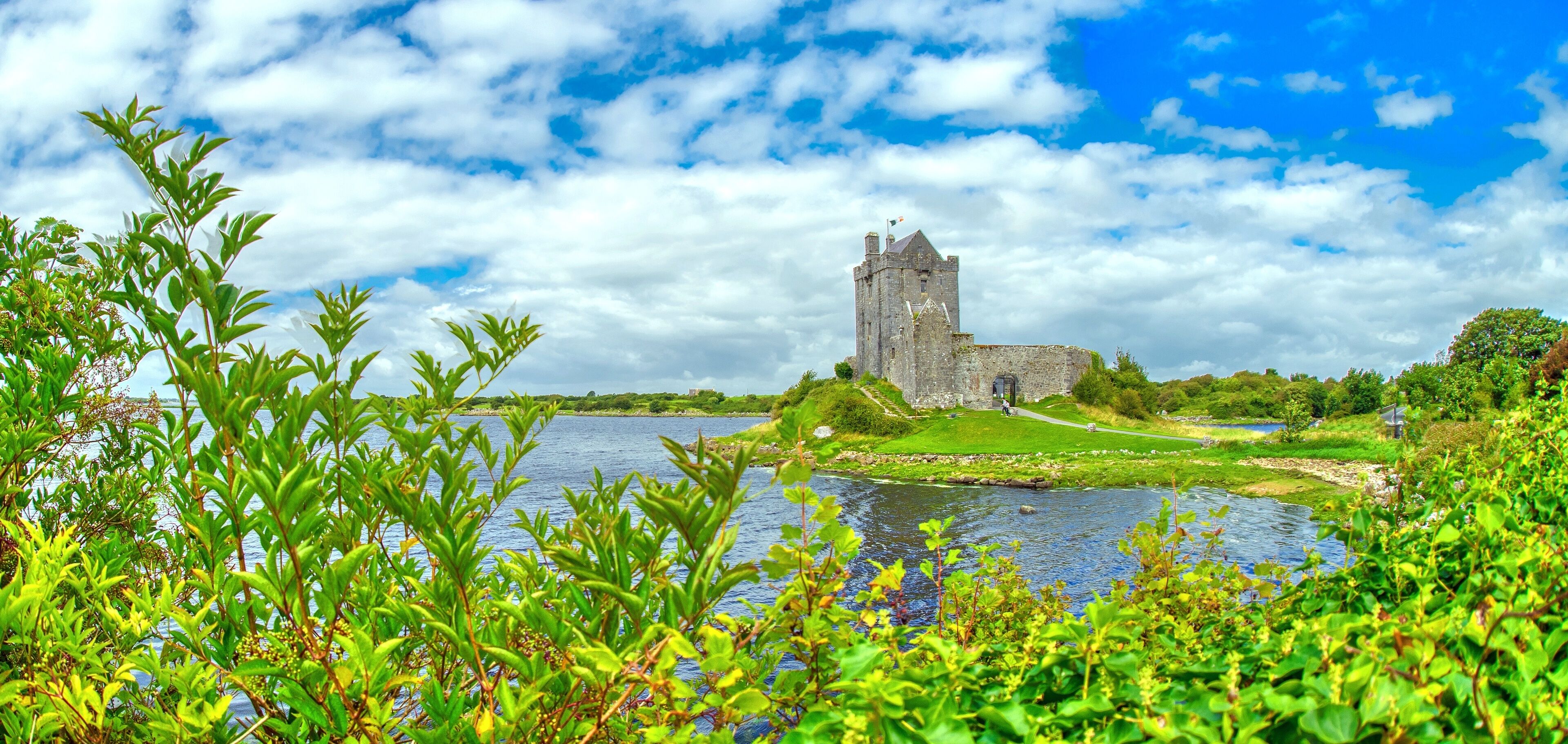 Hdr processing. Landscape of Dunguaire Castle in County Galway, Ireland, Uk. 