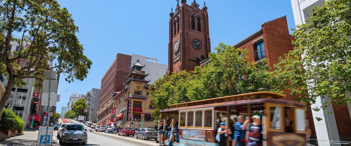Downtown San Francisco featuring railway items