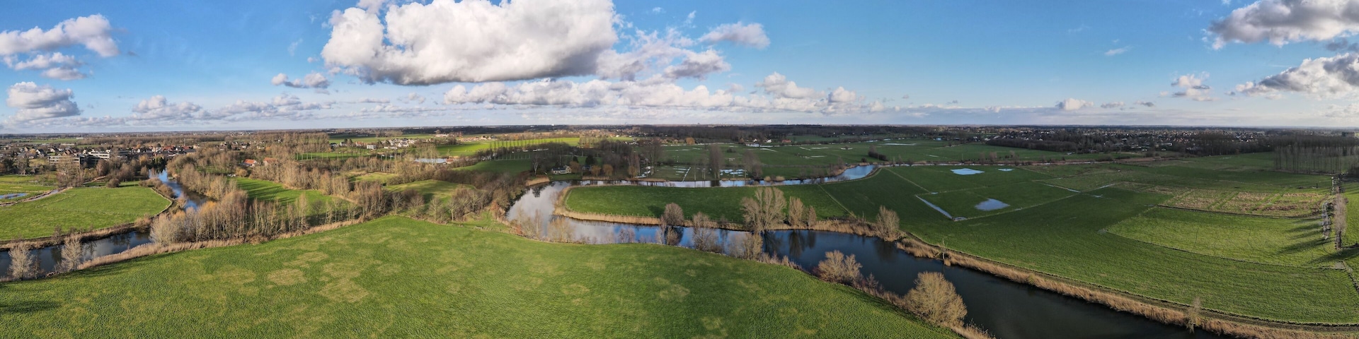 River Leie aerial view Gent Belgium