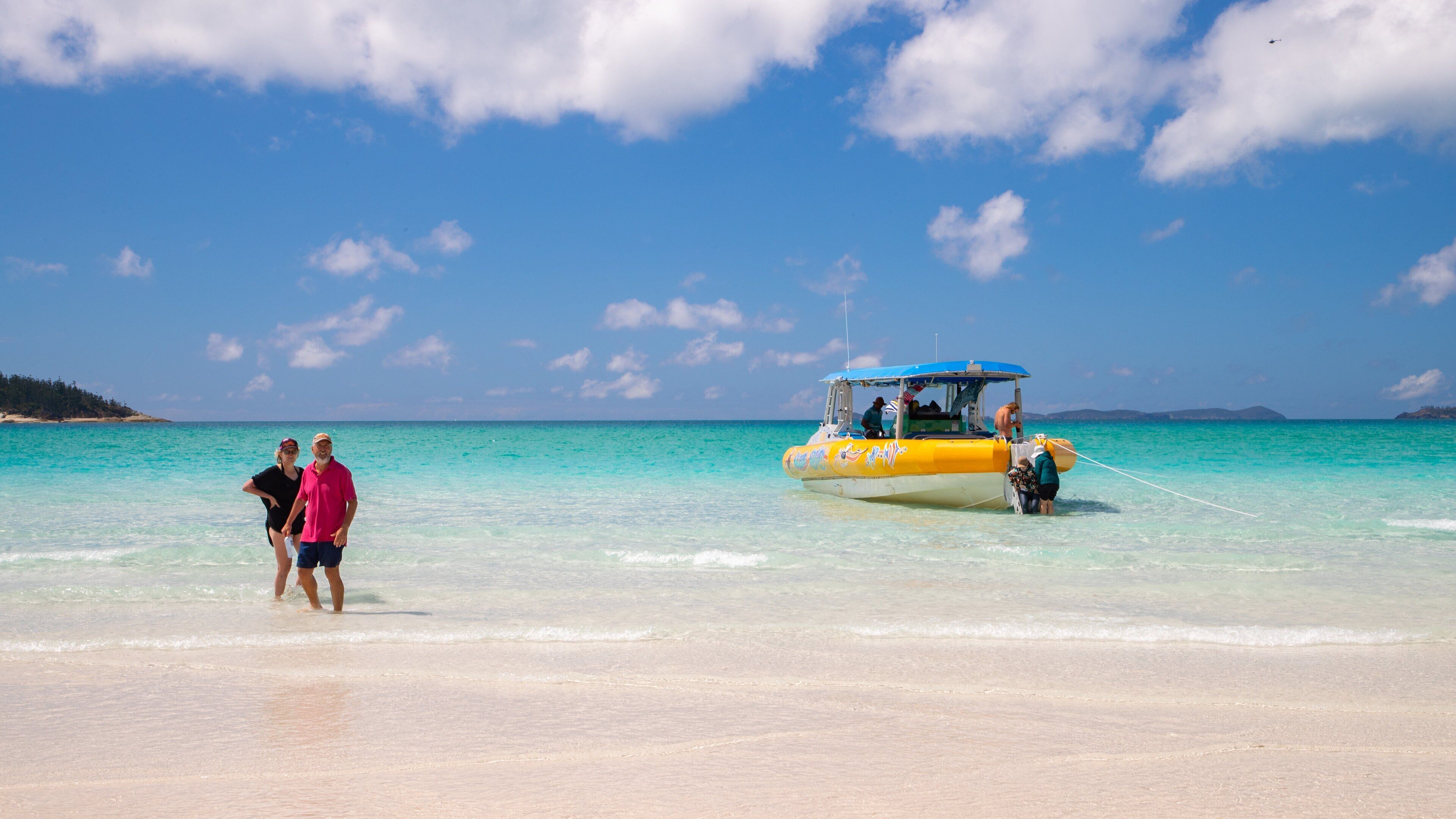 Whitehaven Beach showing a sandy beach and general coastal views as well as a couple