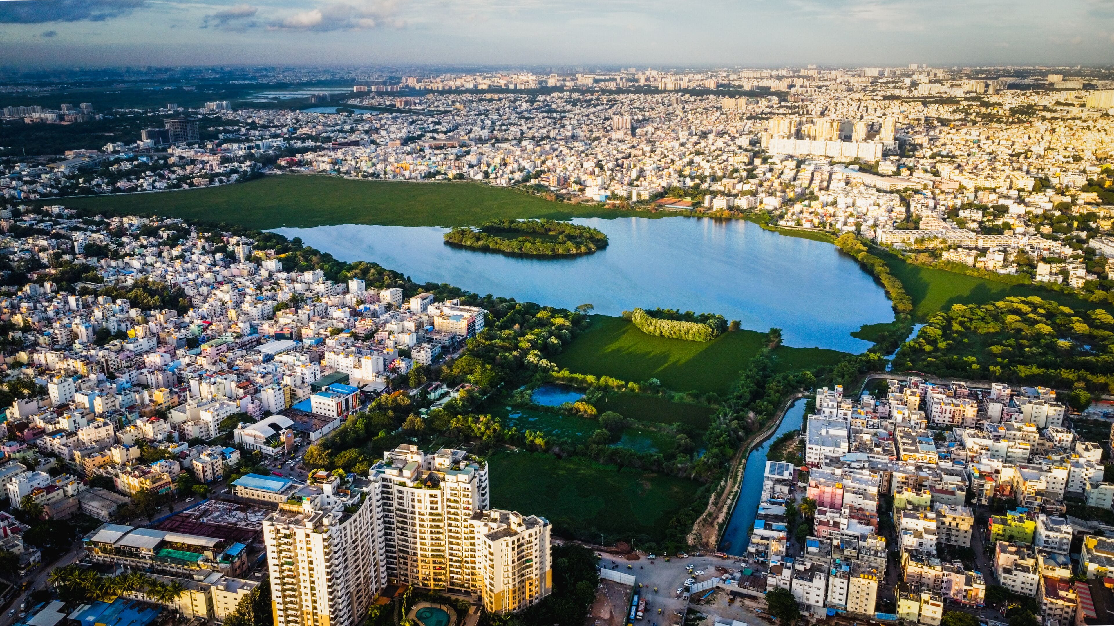 Ariel Shot of beautiful Bangalore City in India	