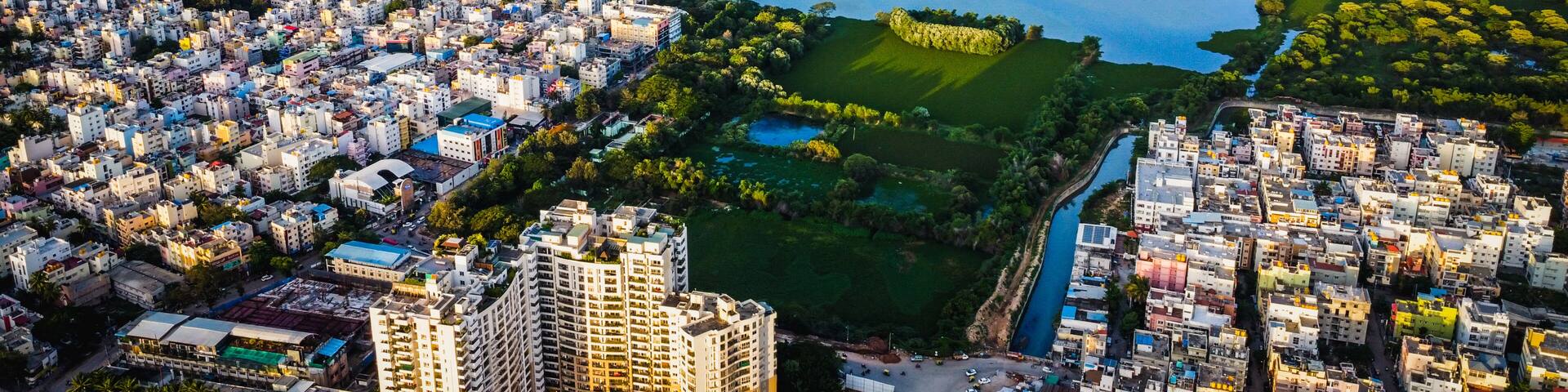 Ariel Shot of beautiful Bangalore City in India