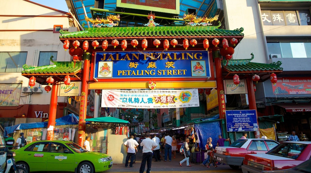 Petaling Street qui includes signalisation, ville et scènes de rue
