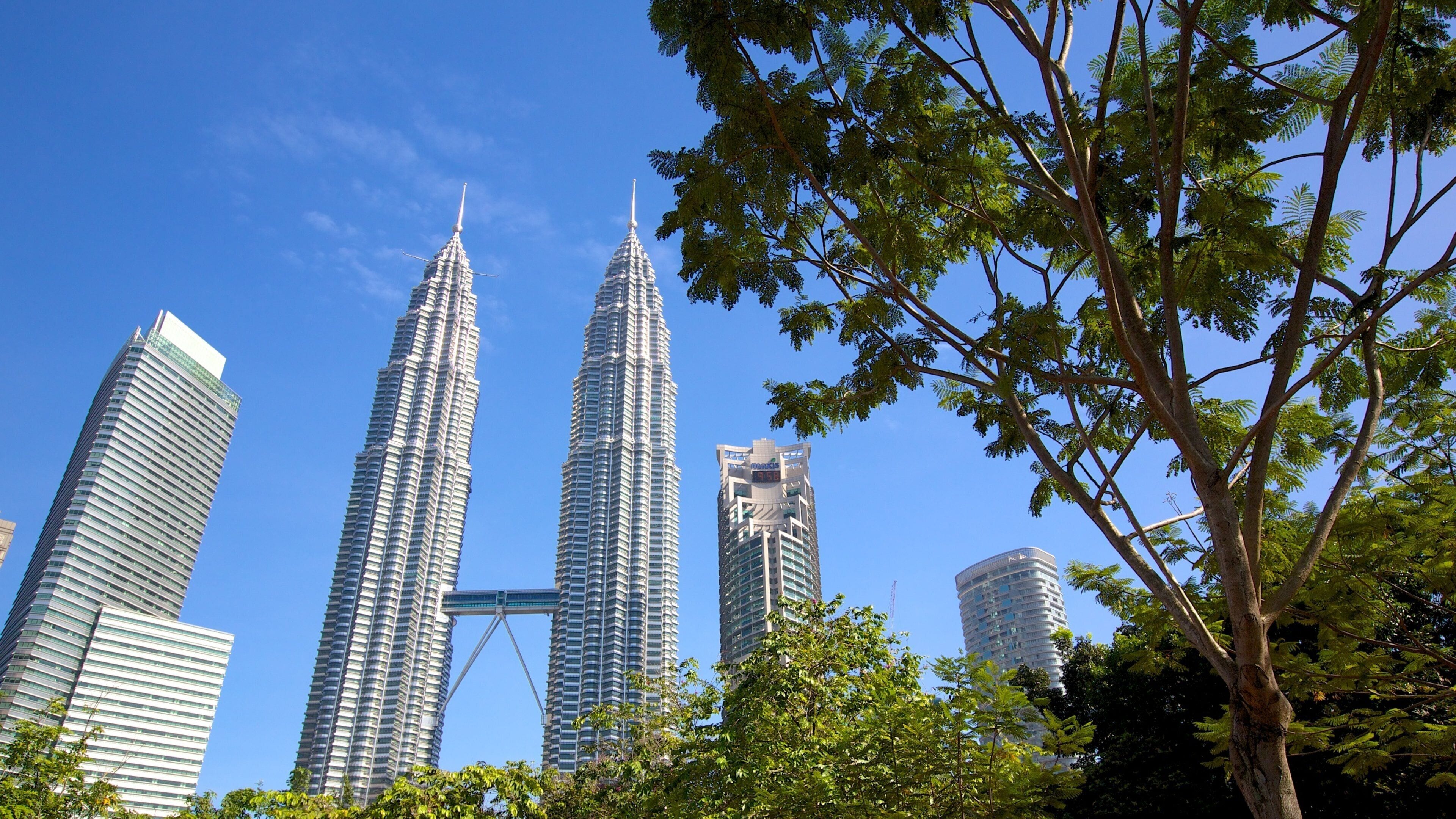 KLCC Park featuring a city, a high rise building and a park