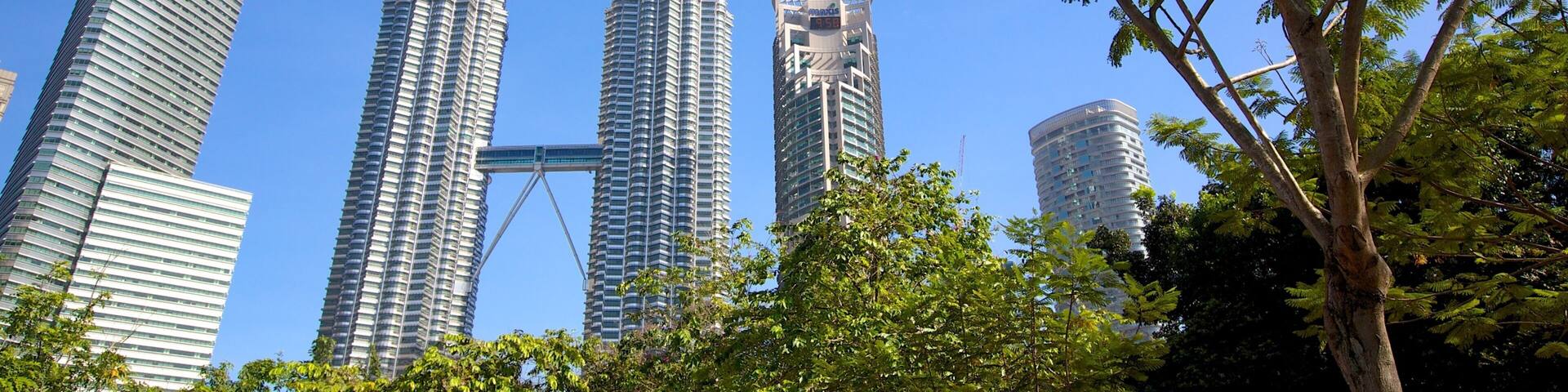 Parque KLCC ofreciendo jardín, una ciudad y un rascacielos