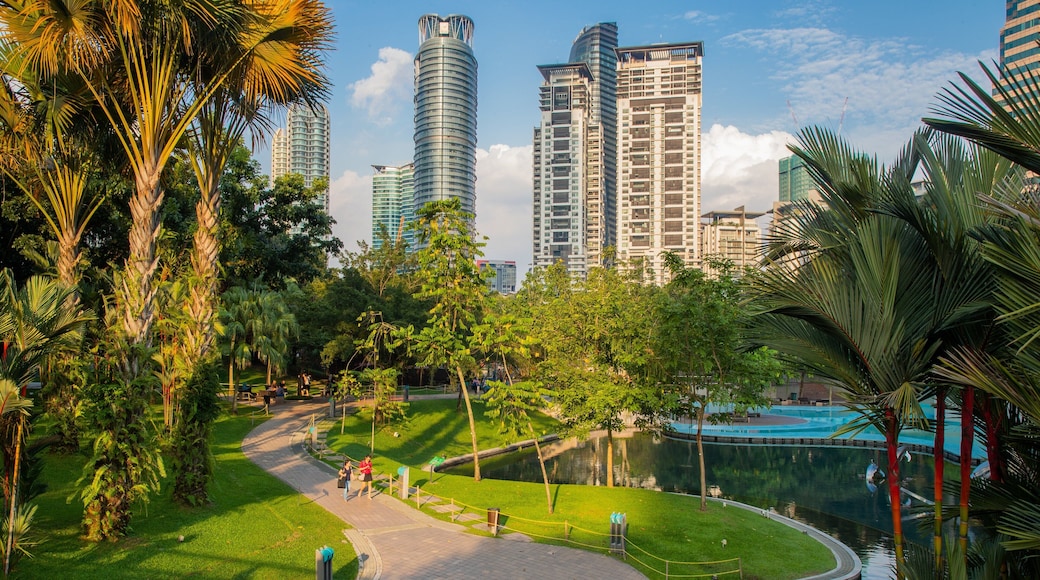 KLCC Park which includes a garden and a city