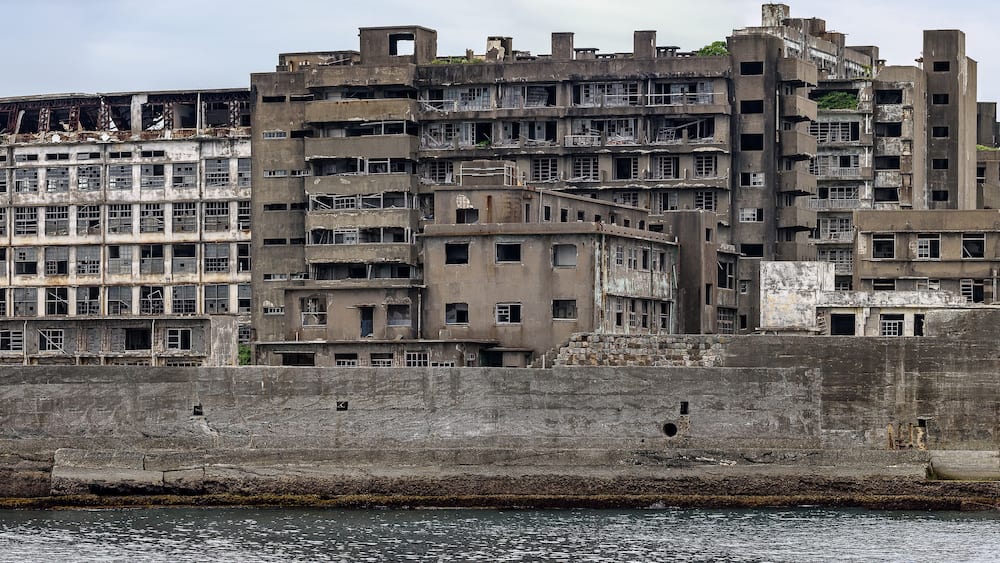 Ghost town on an abandoned island called Gunkanjima and also Hashima near Nagasaki