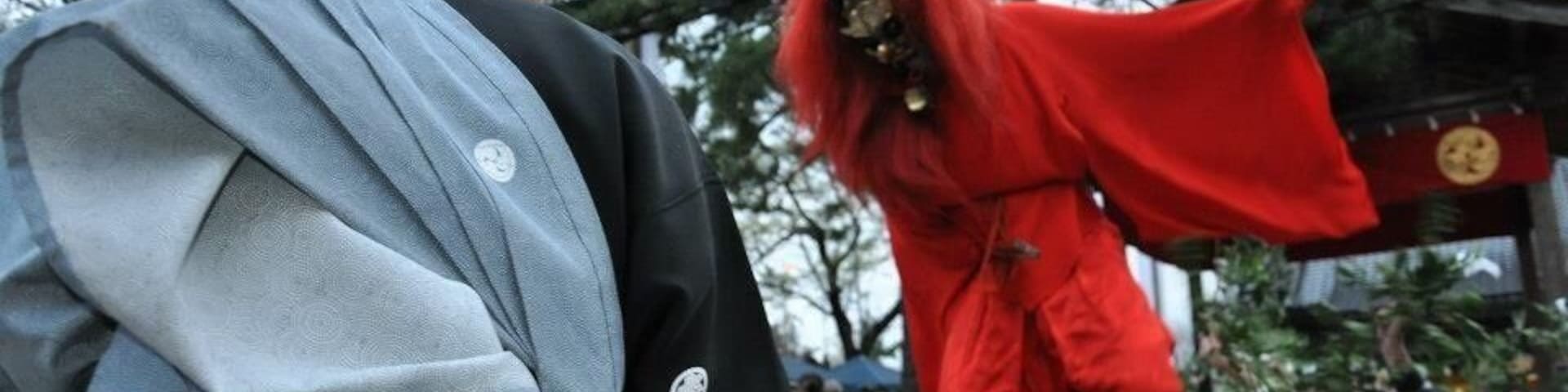 Dragon dance festival at Hakusanjinja (shrine) in Niigata prefecture. An annual festival where the God-children dance all afternoon, their feet never touching the earth.