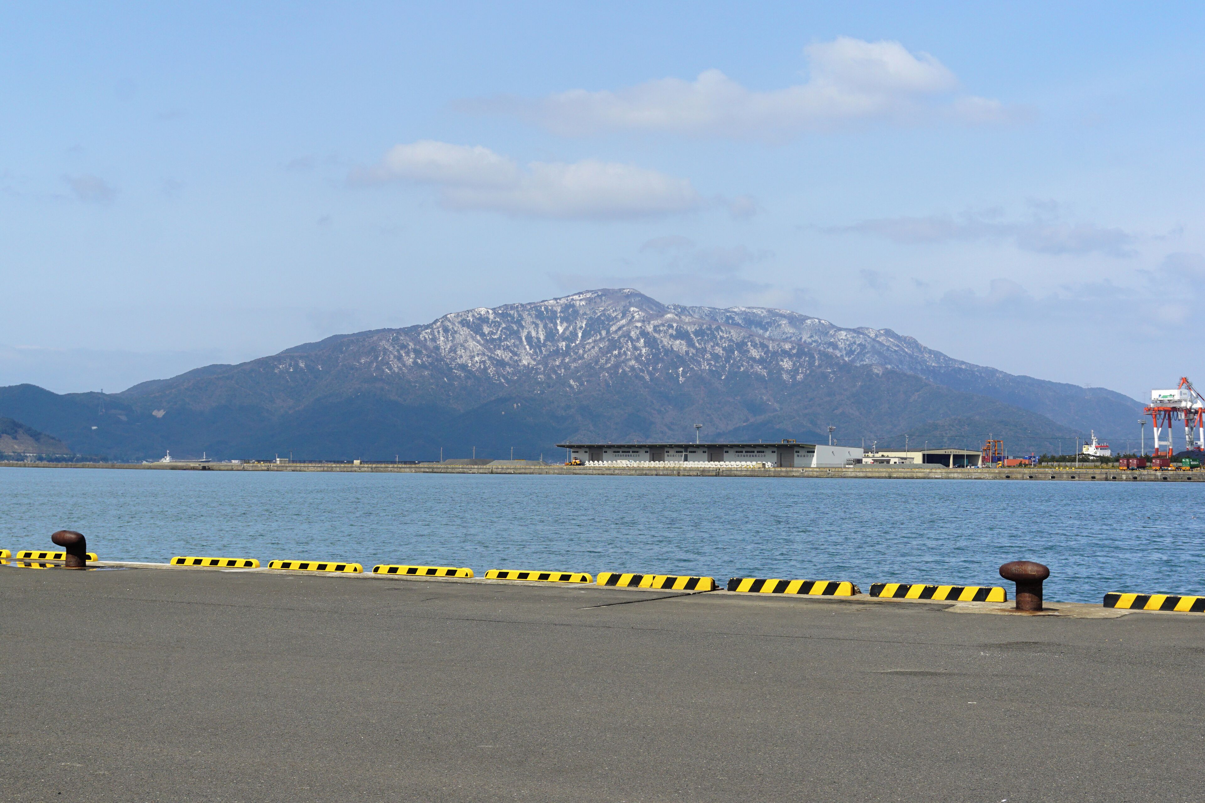 Mount Saiho and Mount Sazae view from Tsuruga Port in Tsuruga, Fukui prefecture, Japan.