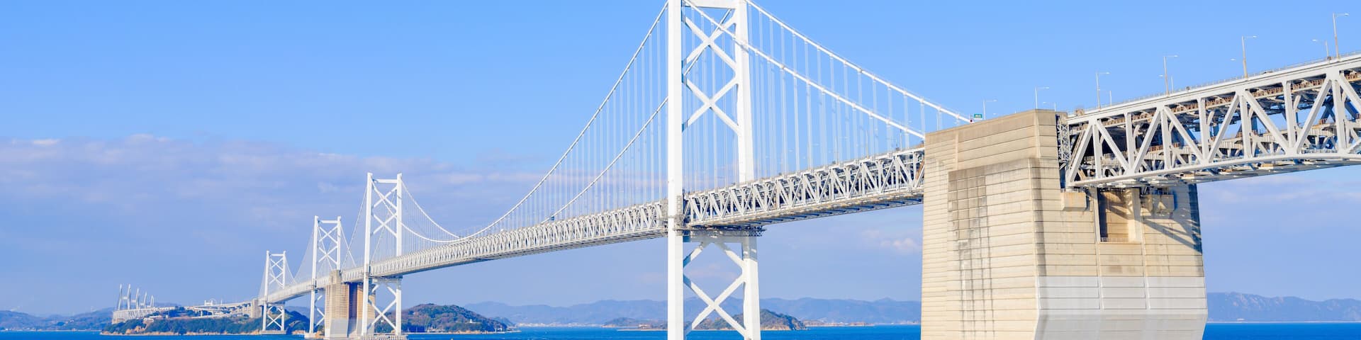 Beautiful view of big bridge on the sea, Seto Ohashi Bridge in Kagawa Prefecture in Japan, Travel or architecture, High Resolution over 50MP