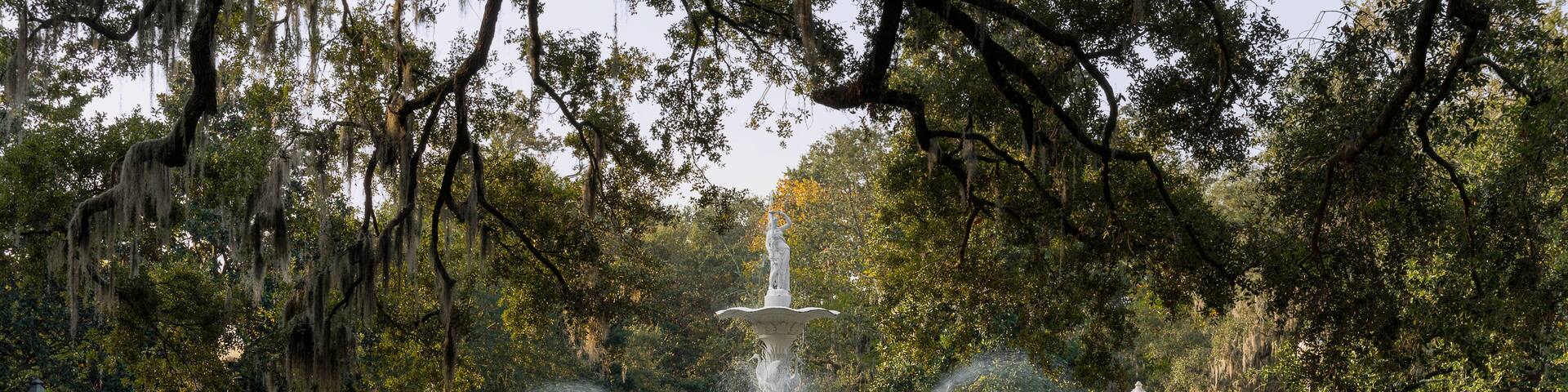 Water fountain in Forsyth Park in Savannah, Georgia