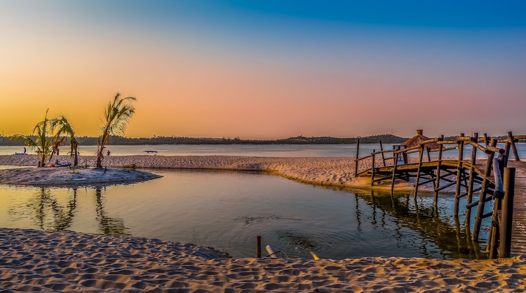 Beautiful ,pristine and Turquoise Maputo beach at Bilene with a lagoon and Indian Ocean meeting