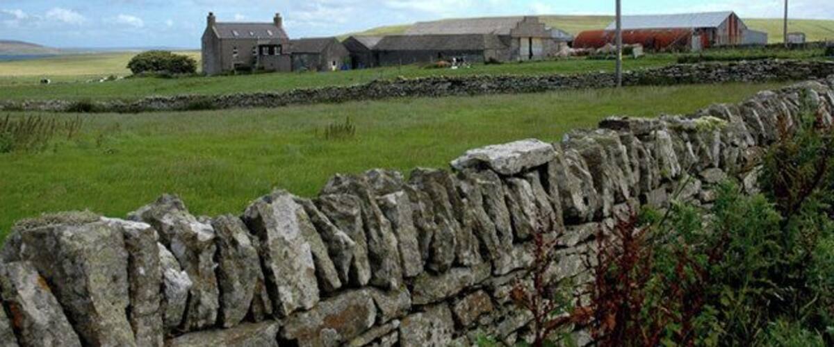 The farm of Flaws in Evie Viewed from the Evie Community Centre