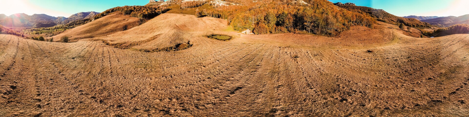 Mountains in Autumn from a Drone View