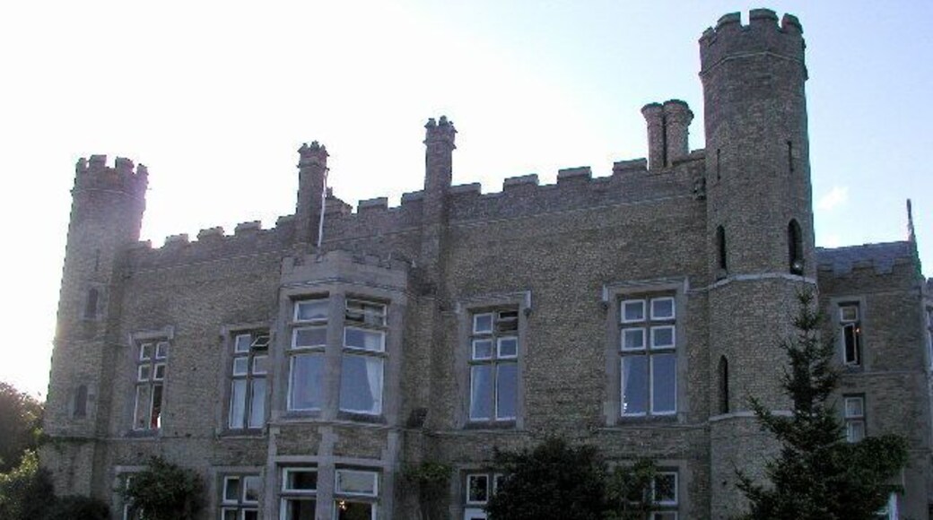 Cave Castle. This is an hotel in South Cave, East Riding of Yorkshire. The picture was taken at MR: SE91713104 against strong sunlight.