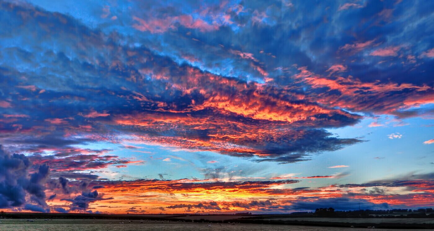 Sunset near Rowley, East Riding of Yorkshire, England.