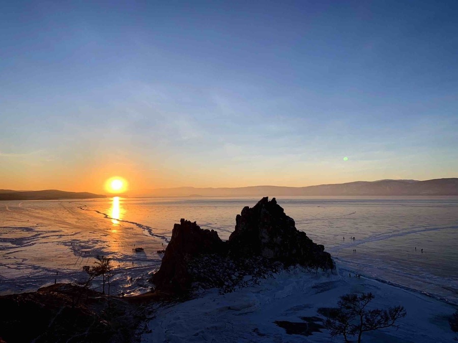 Magical sunset at Shaman’s Rock on Olkhon Island, Siberia.