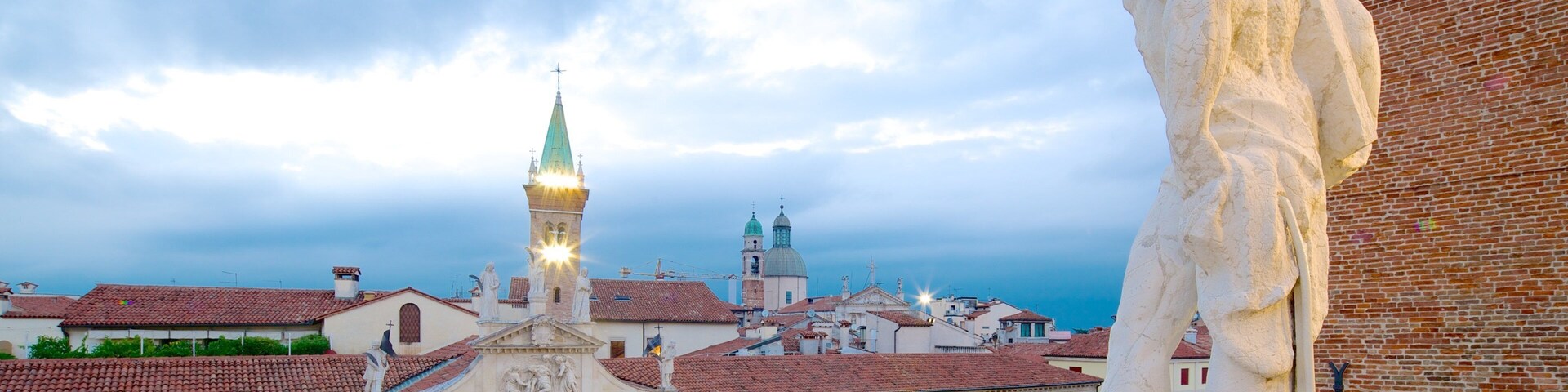 Piazza dei Signori showing a statue or sculpture and night scenes