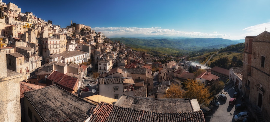 Town of Cammarata in Central Sicily in Spring 2017
