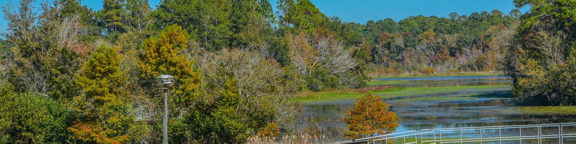 The Walking Bridge to the island on Reed Bingham Lake in Adel, Colquitt County, Georgia