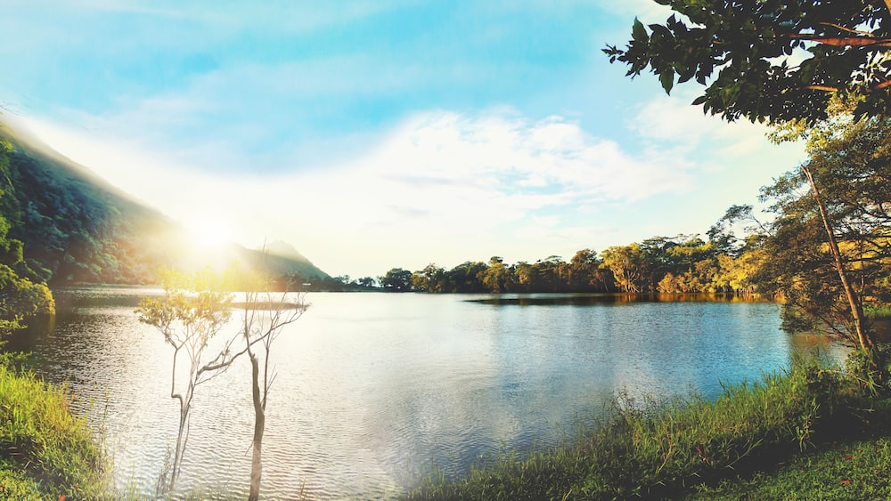 Paisaje panoramico de Atardecer en Laguna San Carlos Panamá