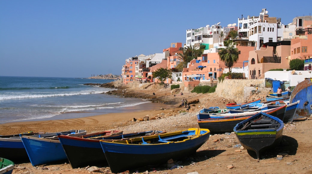 Taghazout, village de pêcheurs au nord d'Agadir au Maroc