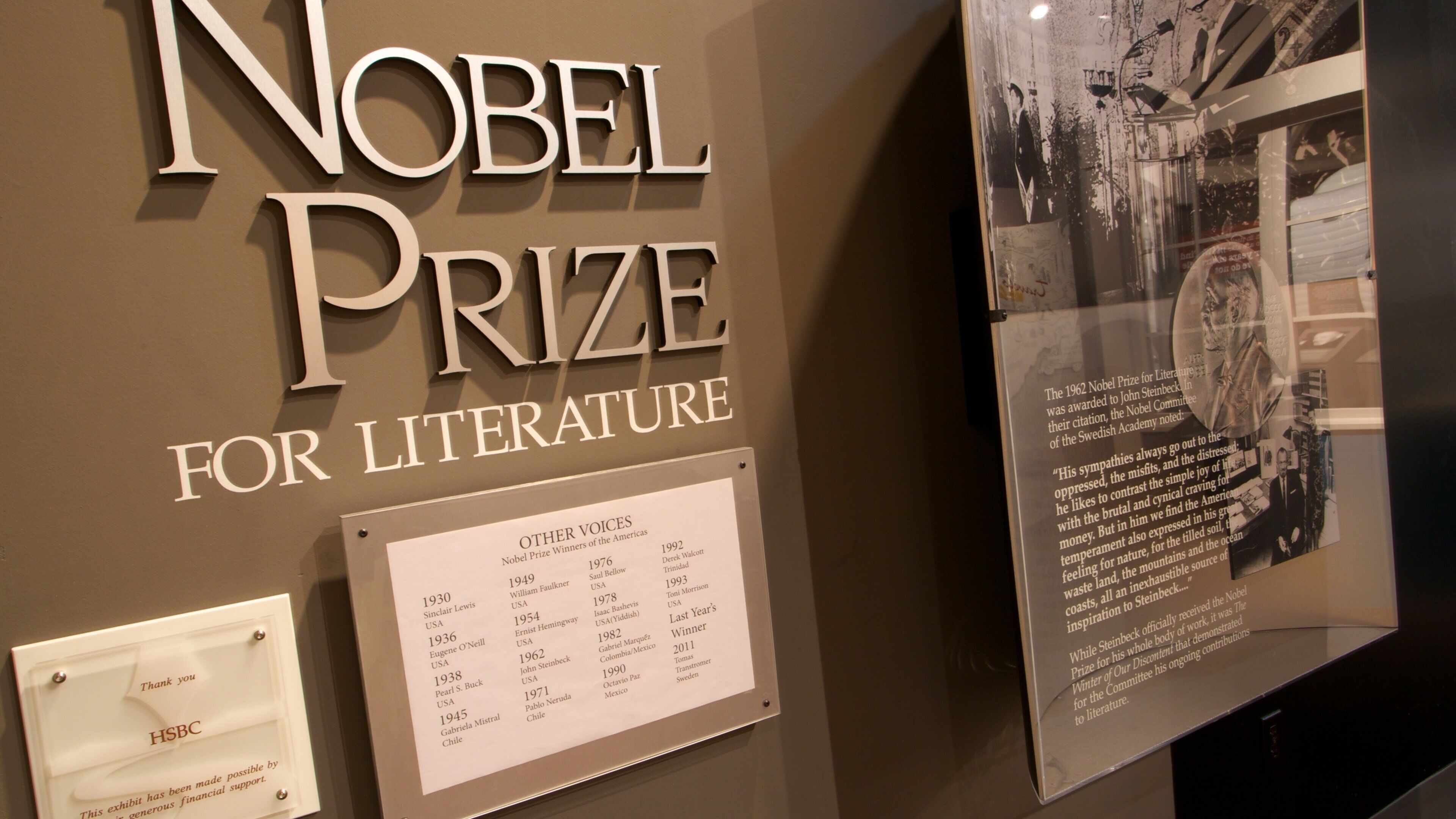 National Steinbeck Center featuring a memorial, interior views and signage