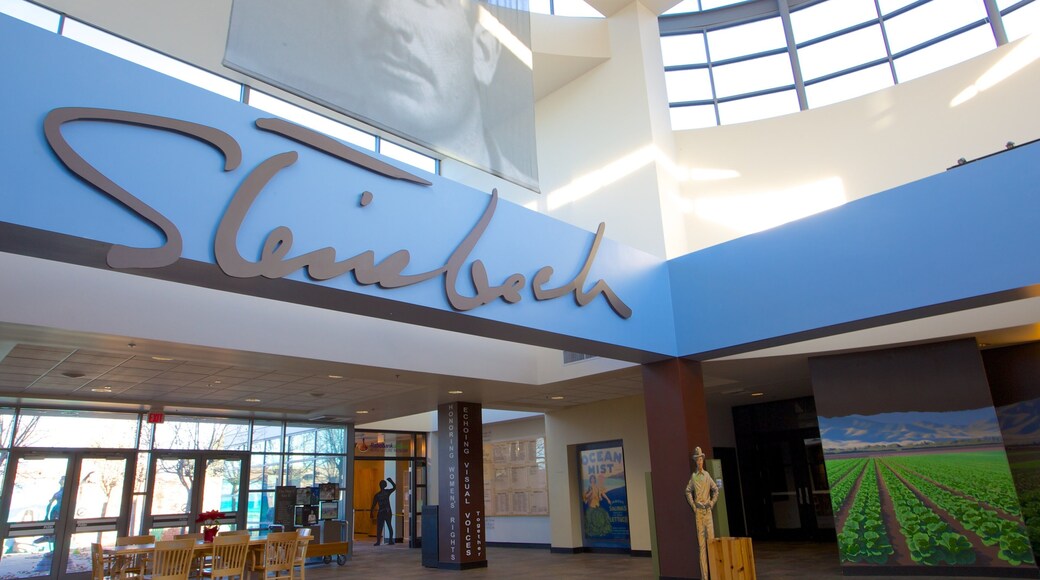 National Steinbeck Center featuring interior views, signage and modern architecture