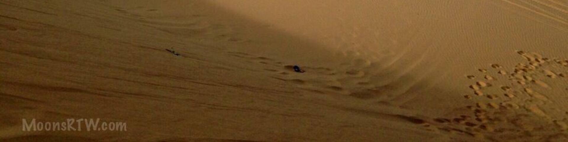 This was the beautiful views of the white sand dunes about 40km from Mui Ne. We did an afternoon trip with Muine Backpackers travel and tour agent. We all went in a Russian Jeep to the Fairy Stream, views overlooking some fishing boats (unfortunately a very polluted beach), then onto the white sand dunes as seen here. After about an hour of running up/down the dunes we went for a sunset at the red sand dunes. All of this for $7 per person. We wanted to rent a scooter but after seeing the roads/roadwork on the way to the white sand dunes we were happy we didn't. Terrain for a jeep or off-road bike. The only downfall was they overbooked the tour and it was a tight squeeze in the back of the Jeep. Overall it was a good trip which combined everything you need to see in Mui Ne or surrounding area. Our recommendation would be to see the White sand dunes and then a sunset at the red sand dunes. Sliding down the dunes on plastic boards the local kids try and sell you for about 25000-40000 dong don't work and ours broke. There are no sand boards to rent unfortunately. #roadtrip