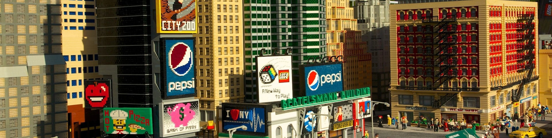 Explore the vibrant miniature cityscape at LEGOLAND Florida showcasing iconic buildings and bustling streets