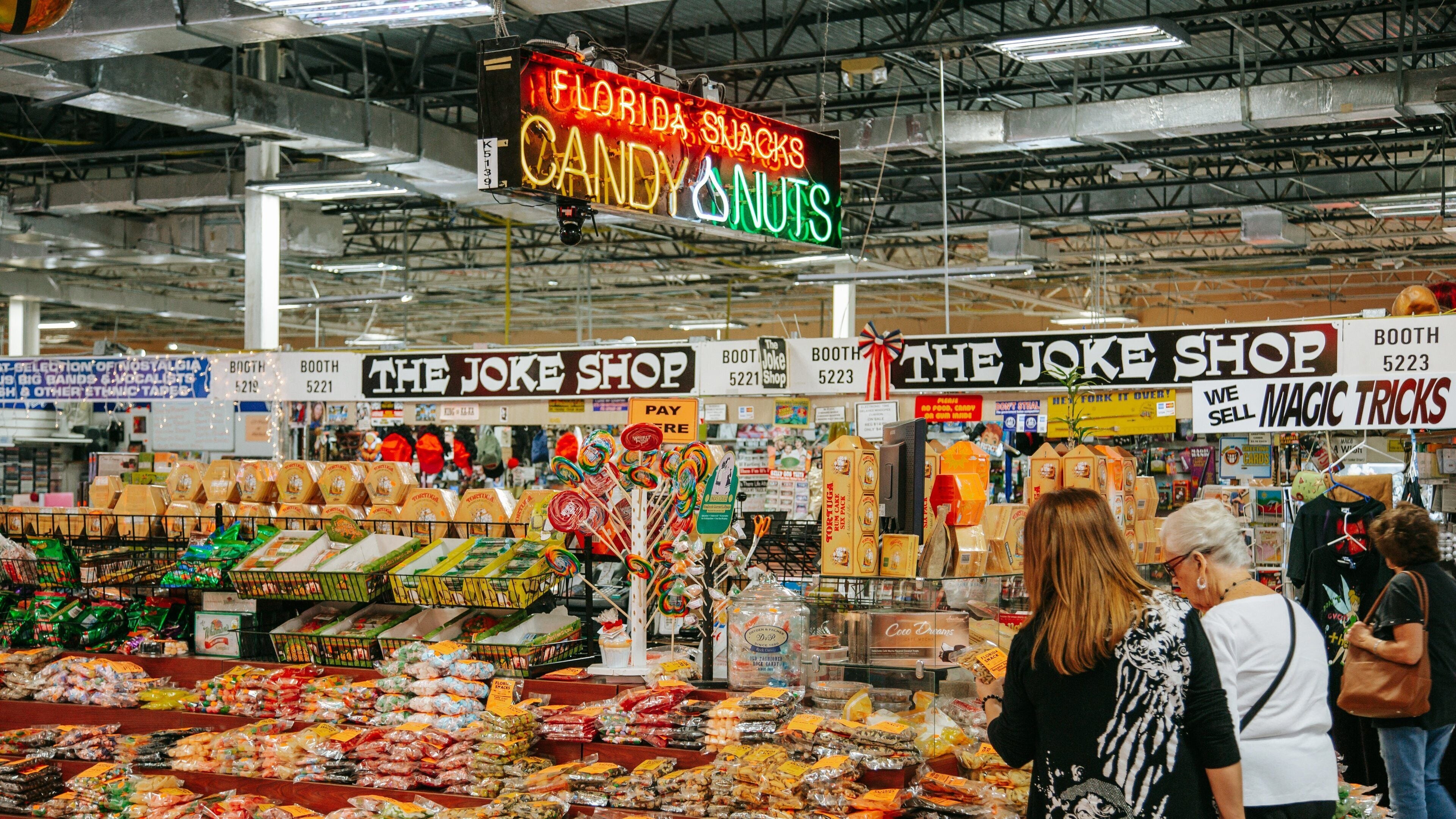 Festival Flea Market featuring markets, interior views and signage