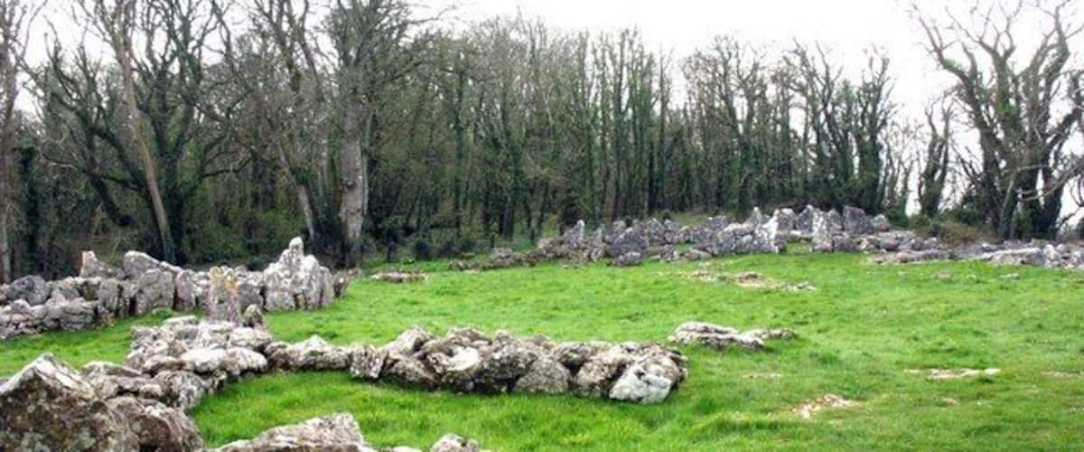 View in NW direction across the enclosure This photo is taken from the site of another domestic building at the SE corner of the enclosure.