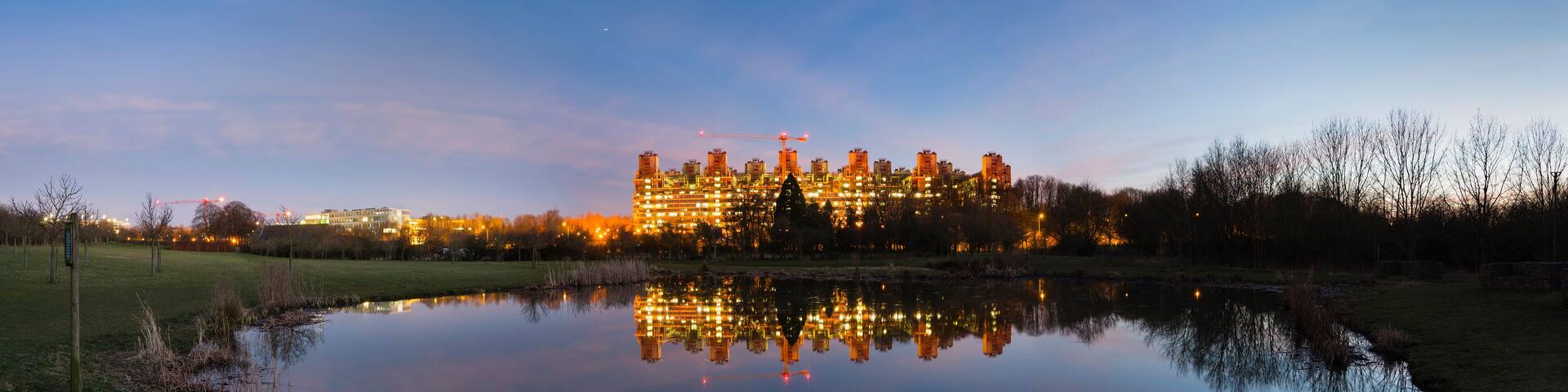 University Hospital Aachen at Night Panorama