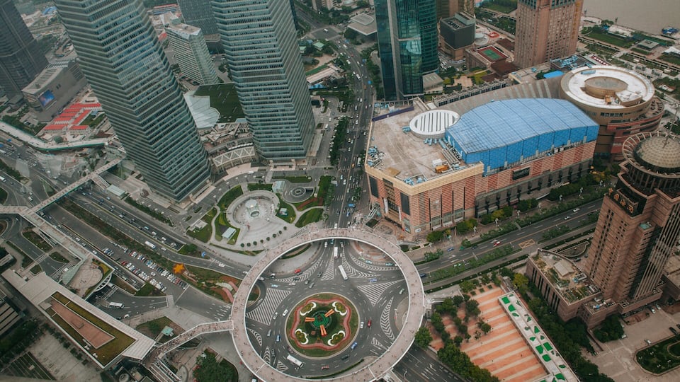 Oriental Pearl Tower featuring modern architecture, a high rise building and central business district