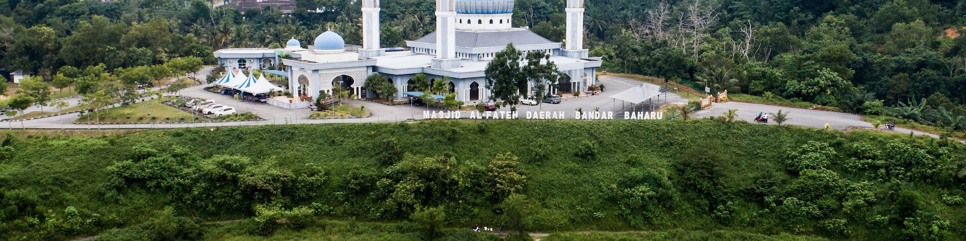 Aerial view of Al Fateh Mosque Serdang, Kedah, Malaysia.