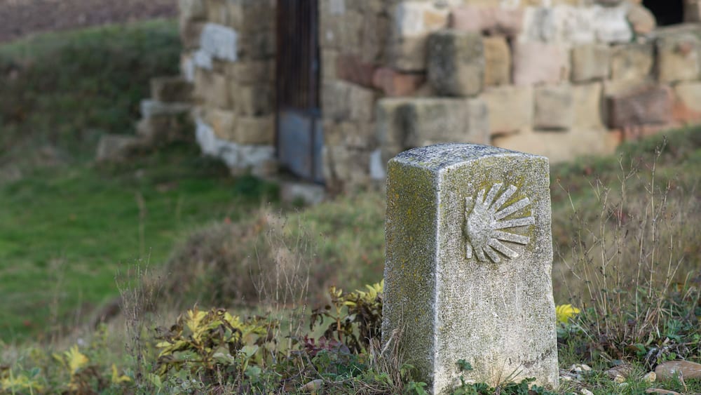 Vifranca Montes de Oca, Spain, January 10, 2019: Scenes from the Camino de Santiago as it passes through Montes de Oca, province of Burgos, Spain. Hermitage of San Felix