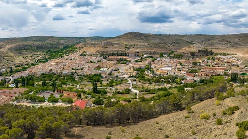 Panoramic aerial view of Pastrana, Guadalajara province Spain,