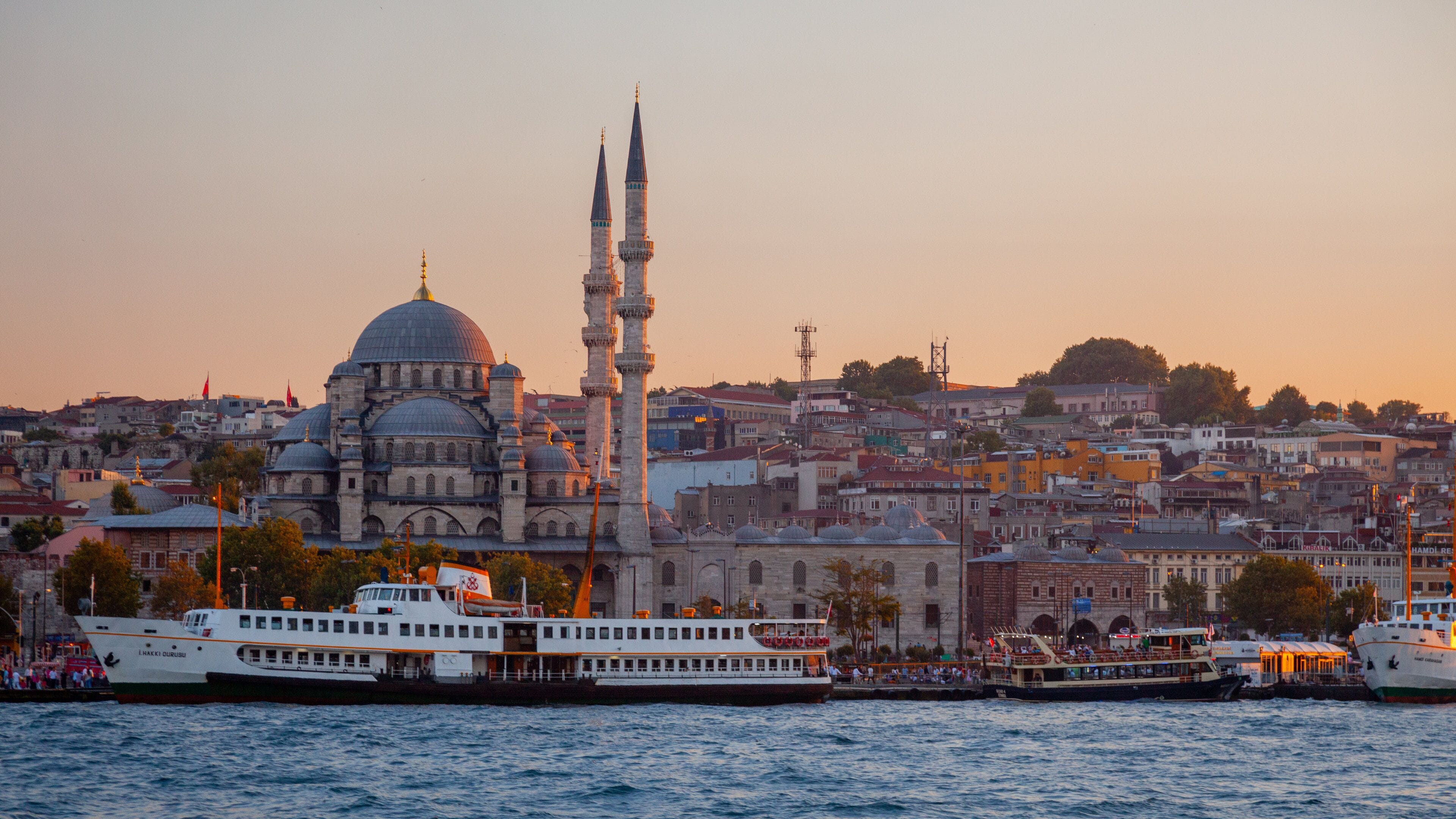 Rustem Pasha Mosque showing heritage architecture, a bay or harbor and a city