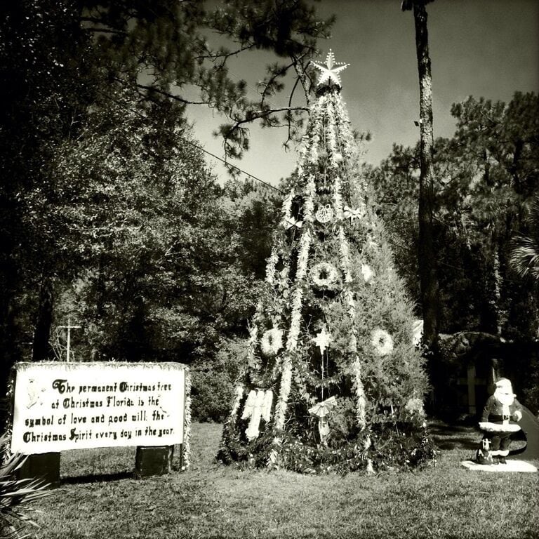 Christmas is a tiny little town in Florida that takes pride in their namesake. This festive display is set up all year round. If you want a unique postmark for your Christmas cards, you can have them sent out through the local post office. 