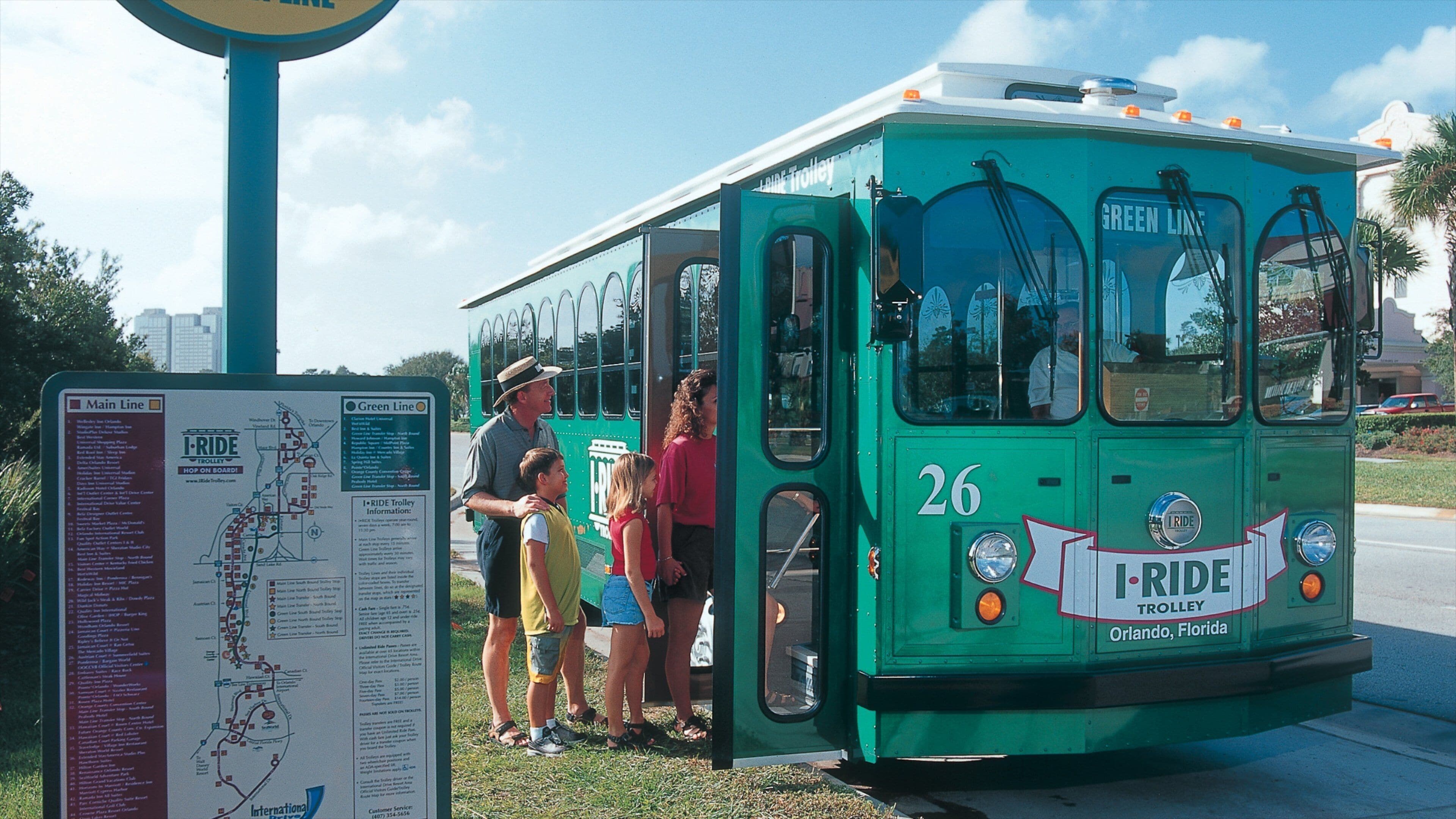 Orlando Premium Outlets International Drive which includes railway items, touring and signage