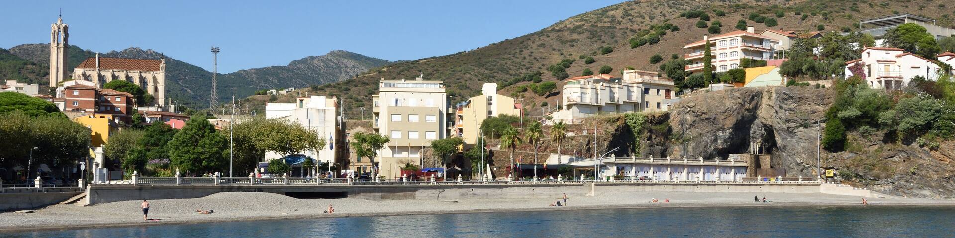 Beach of village of Portbou, Girona province,Costa Brava, Catalonia,Spain