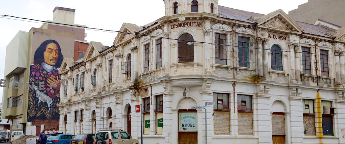 Downtown Johannesburg showing heritage architecture and outdoor art