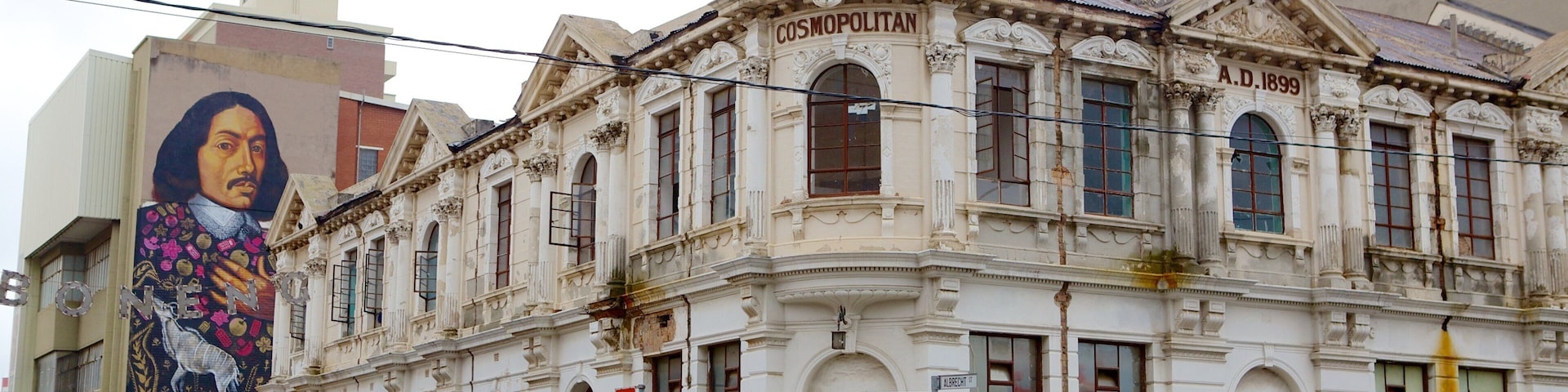 Downtown Johannesburg showing heritage architecture and outdoor art