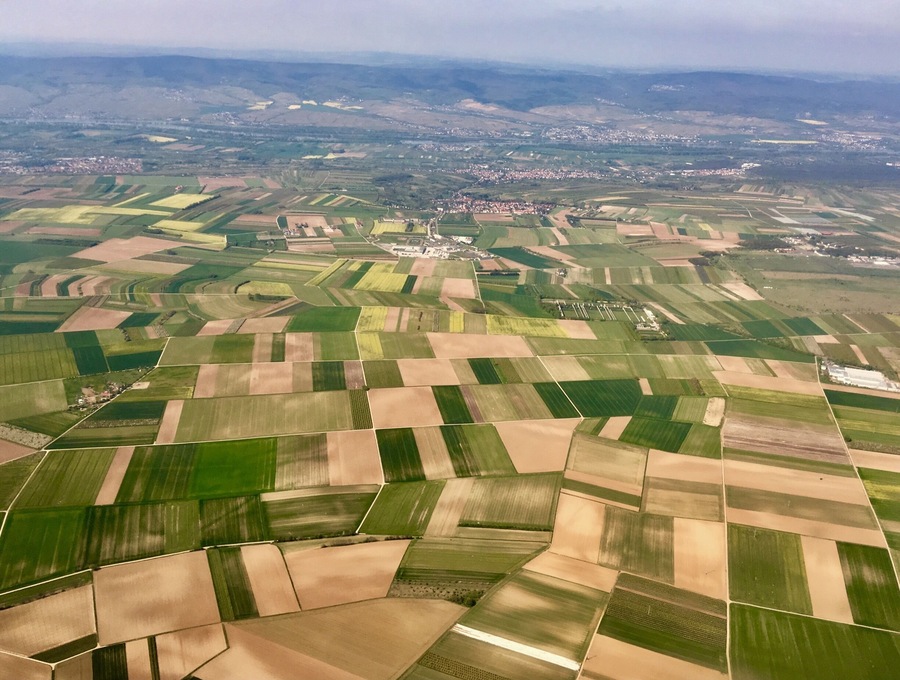 I was traveling to Germany and was amazed by this aerial view at my window. #patterns
