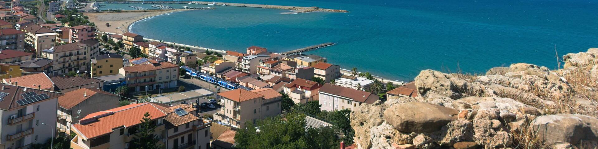 panorama of Cariati on the Calabrian sea on a clear day