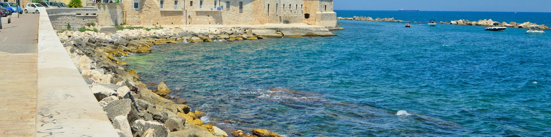 Buildings and cathedral on the sea of Molfetta in Puglia, Italy